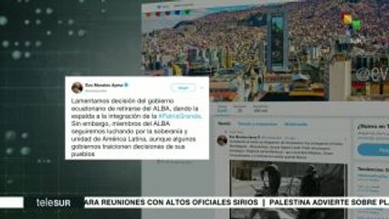 Lamenta Evo Morales salida de Ecuador del ALBA