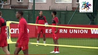 Liverpool Players playing footy tennis