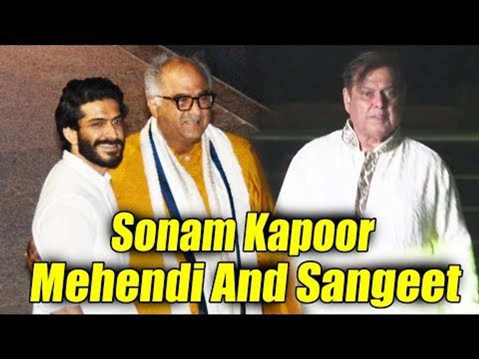 बोनी कपूर, डेविड धवन और हर्षवर्धन कपूर पहुंचे सोनम कपूर - आनंद आहूजा के संगीत पर