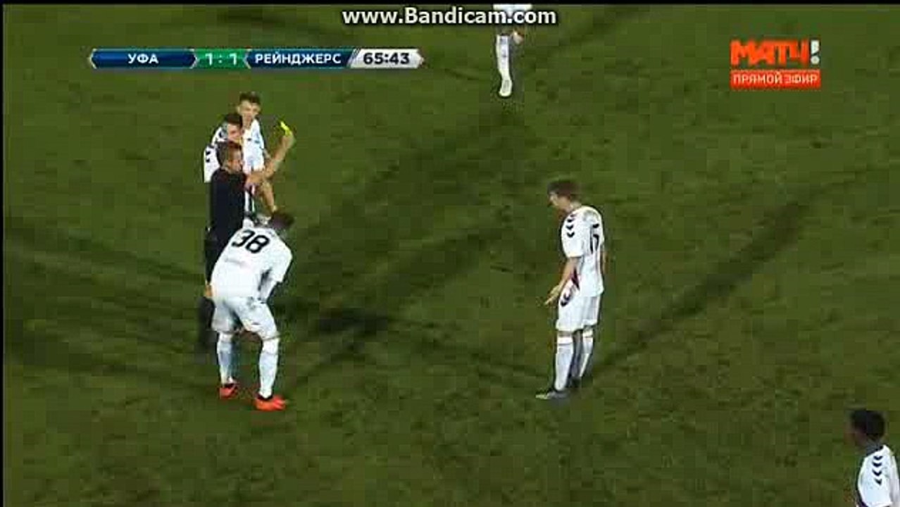 Red  Card  Jon  Jlangari  FC Ufa 1 - 1 Rangers.30.08.2018