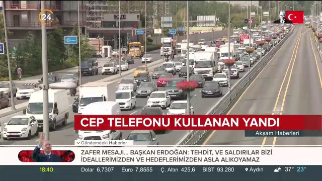 Araç kullanırken cep telefonu kullanan yandı