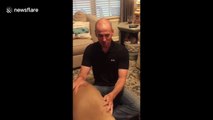 Over-excited pitbull greets US owner after return from six-month deployment