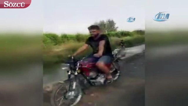 Sulama kanalında sörf yapan Adanalı kamerada