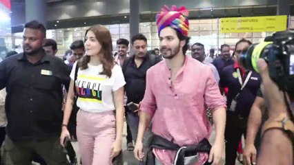 Anushka Sharma And Varun Dhawan Sweet Gesture Towards Reporter At Jaipur  Airport