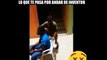 Child climbs on the chair and slips