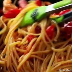 Garlic Prawn Bruschetta Pasta.