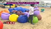 colorful bean bags attracts to Visitors at Visakha Beach