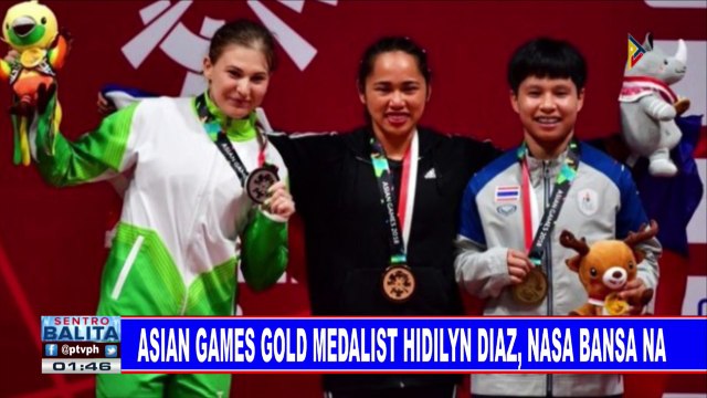 Asian Games gold medalist Hidilyn Diaz, nasa bansa na