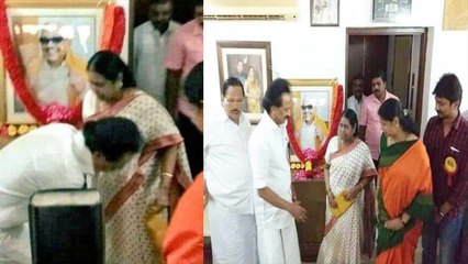 திமுக தலைவரானதும் ராஜாத்தி அம்மாளிடம் ஆசி பெற்றார் ஸ்டாலின்