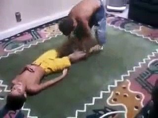 Two Little Kids Wrestling It Out