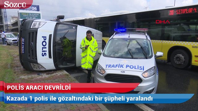 İstanbul’da polis aracı devrildi! Yaralılar var