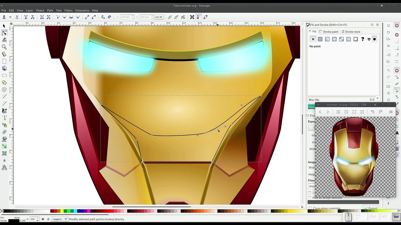 Inkscape: Máscara de Ironman 13