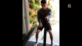 Nick Jonas workout with routine battle ropes for bolly fame