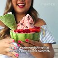 Shaved ice cream is served in a watermelon at this NYC shop