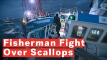 British And French Fishing Boats Fight  At Sea