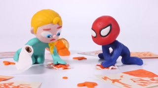 BABY ELSA Y SPIDERBABY ECHAN UN PULSO  Dibujos Animados Infantiles Play Doh Stop Motion