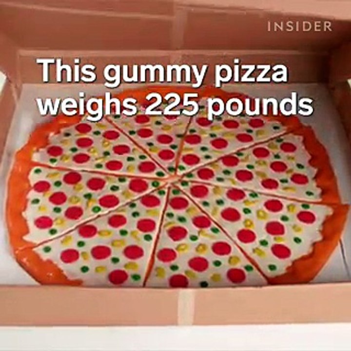 YouTubers created a 225 pound pizza made of gummy candy