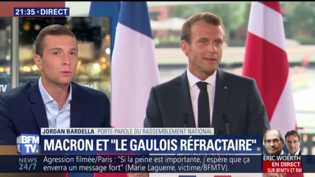 Les Gaulois doivent lui répondre dans les urnes, aux élections européennes , a estimé le porte-parole du RN Jordan Bardella