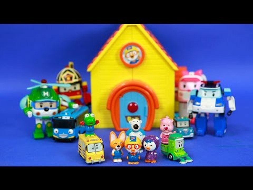 [작동]뽀로로와 친구들(패티,루피,에디,포비,크롱,클리니,스쿨버스)이 즐거운 뽀로로 하우스에서 놀이 타요 헬리 엠버 로이