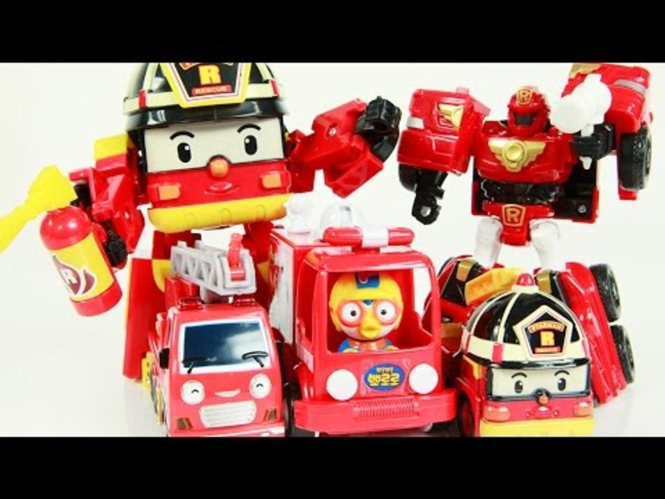 [작동] 뽀로로, 또봇, 로보카폴리, 타요 소방차 비교 조립 작동(Pororo,Tobot, Robocar Poli Playing)뽀로로 구조대 소방차 또봇R 로이 프랭크