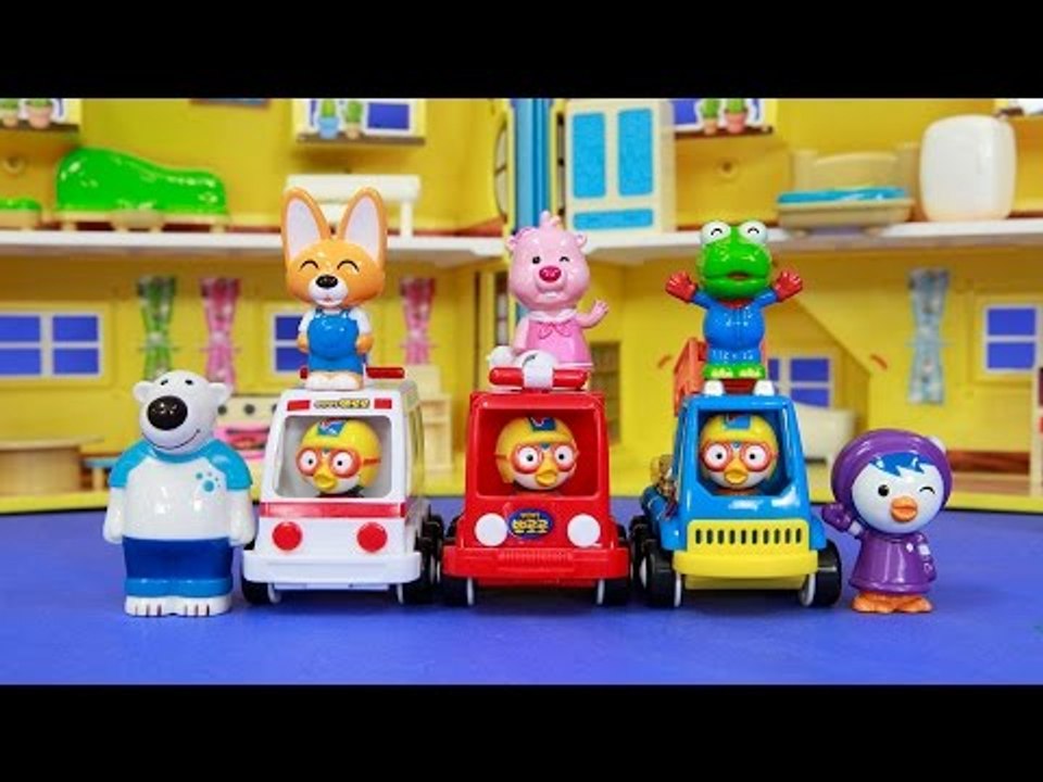 [개봉/작동]뽀롱뽀롱 뽀로로 구조대 장난감 개봉 페티 루피 크롱 에디 사다리차 소방차 응급차 또봇 바이클론즈 다이노포스 기간트브라기오킹 또봇15기 Pororo