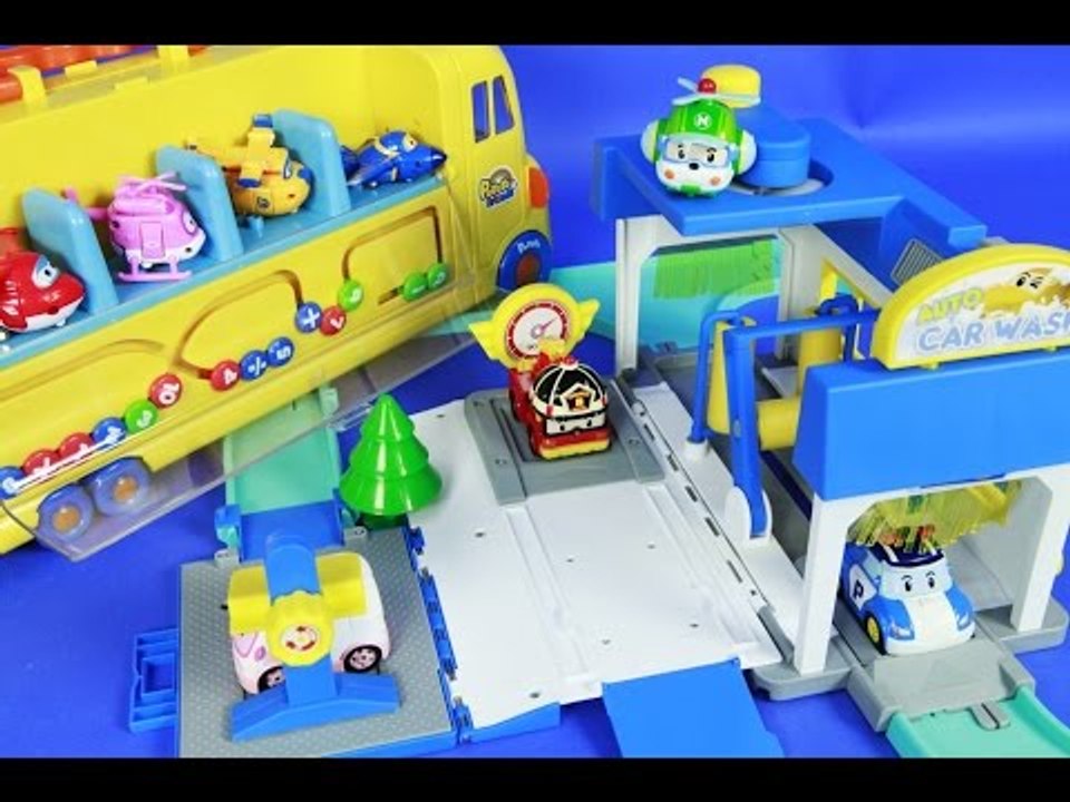 로보카 폴리 세차장 플레이세트 & 뽀로로 빠방스쿨버스 뽀로로, 크롱, 에디, 포비 & 슈퍼윙스 호기,재롬,도니, 아리