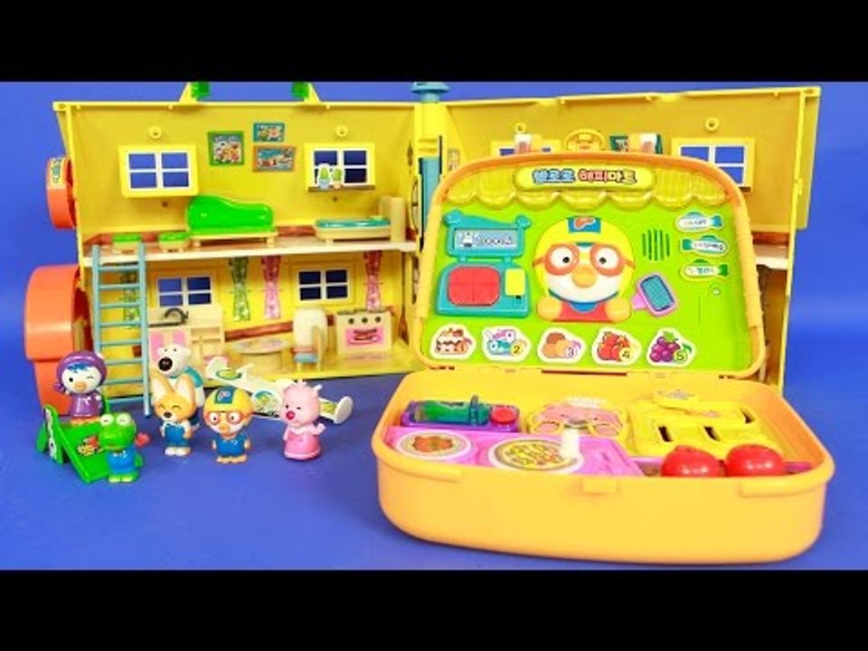 [뽀로로] 뽀로로 마트 놀이 가방 뽀로로 하우스 & 뽀로로 친구들 한글놀이, 숫자놀이, 동요놀이 뽀로로, 포비,에디,루피 Proro Mart Bag & House playset
