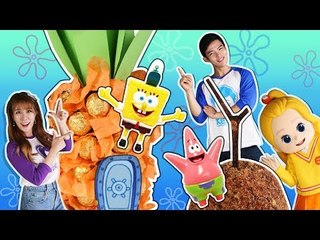 초콜릿 과자로 캐빈과 줄리의 스폰지밥 파인애플 집 만들기 l 캐리와장난감친구들
