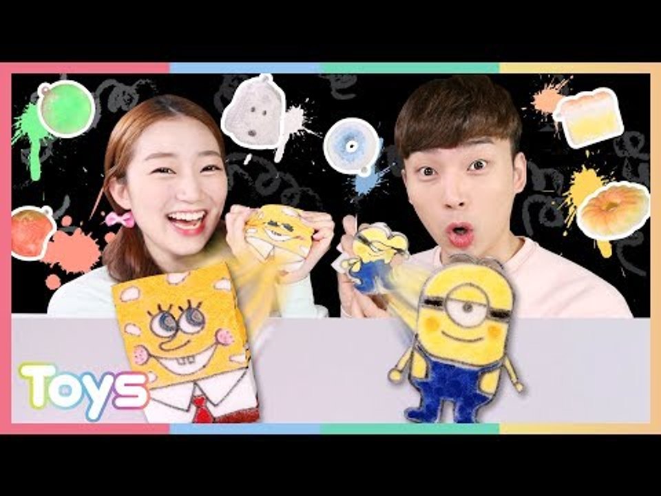 말랑말랑 미니언즈 스폰지밥 캐릭터 스퀴시 만들기 DIY 놀이 l 캐리와장난감친구들