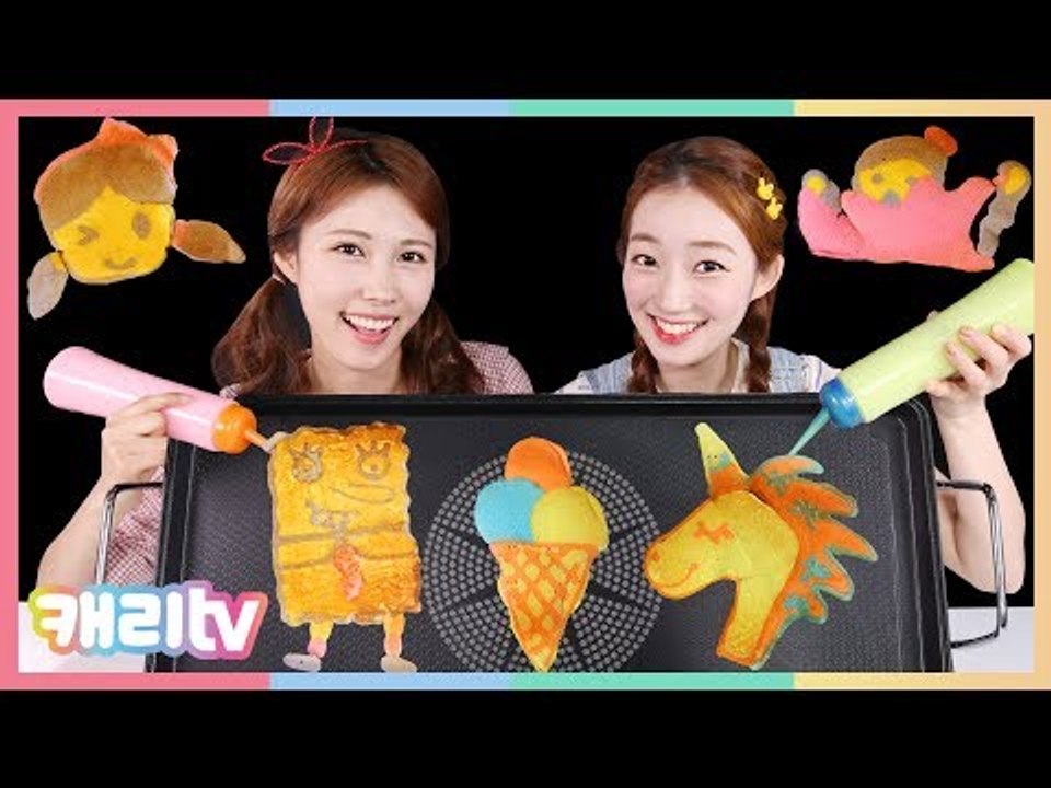 [캐리와장난감친구들] 캐리 VS 루시 팬케이크 아트 챌린지 놀이 PAN CAKE AR...