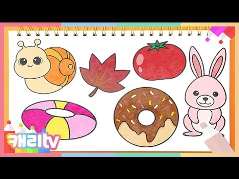 [놀이영어] 그리기 3 (Maple Leaf, Snail, Donut, Rabbit, Tomato, Tube)