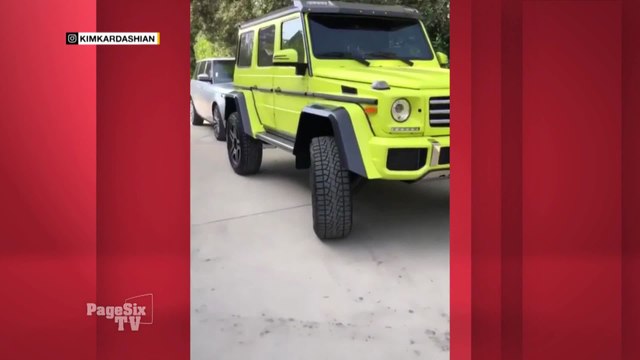 .@KanyeWest knew best when he gave his wife @KimKardashian a car-match-ian her new neon green hair! See the #RichPeopleProblem solved on today's #PageSixTV!