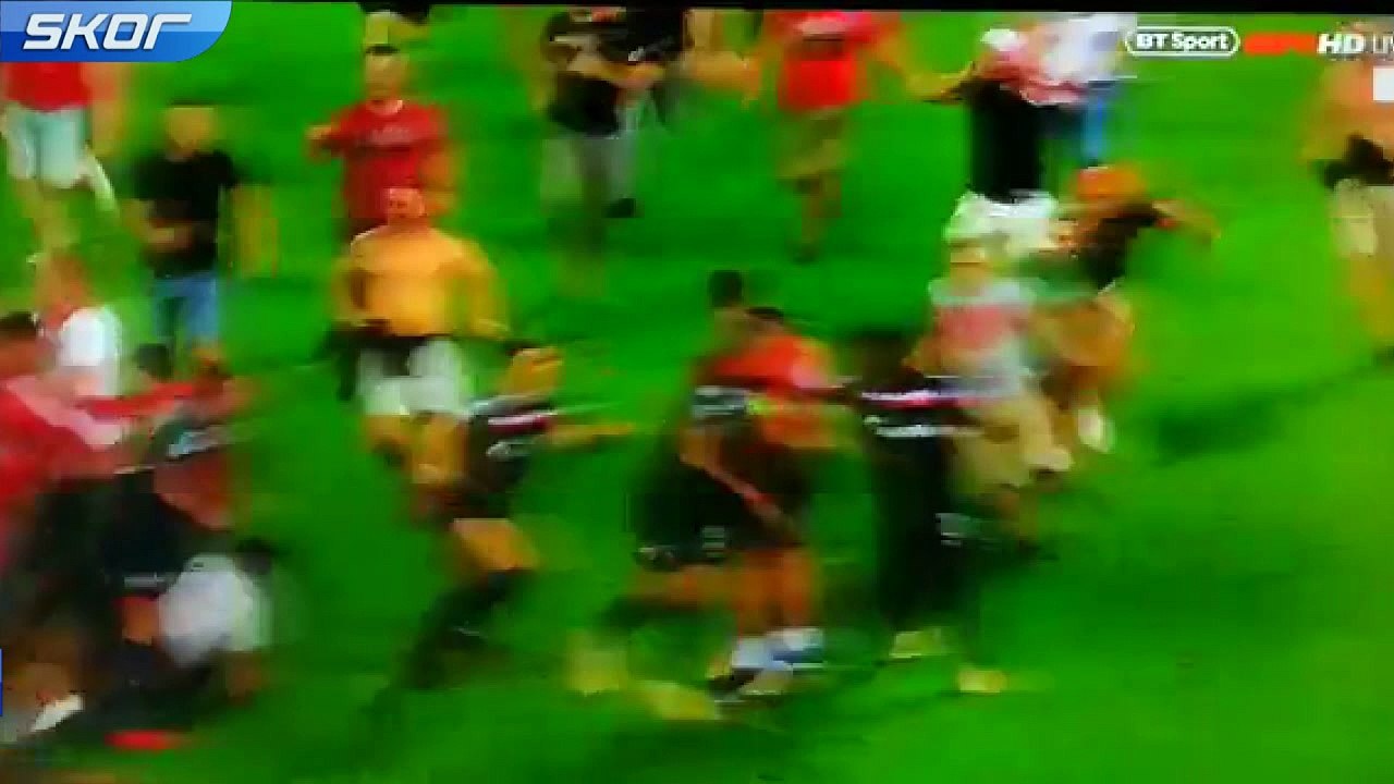 Sahaya giren Sırp taraftarlar futbolcuları soyunca ilginç anlar yaşandı