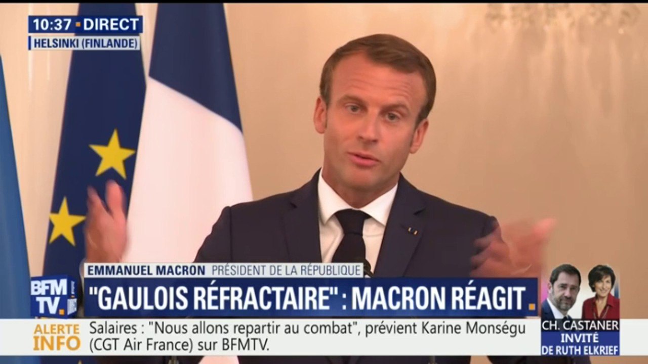 "Je le faisais par un trait d'humour." Macron s'explique sur ses propos sur le "Gaulois réfractaire"