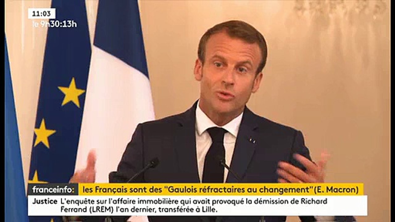 "Gaulois réfractaires au changement" - Emmanuel Macron se défend après ses propos et invoque un "trait d'humour"