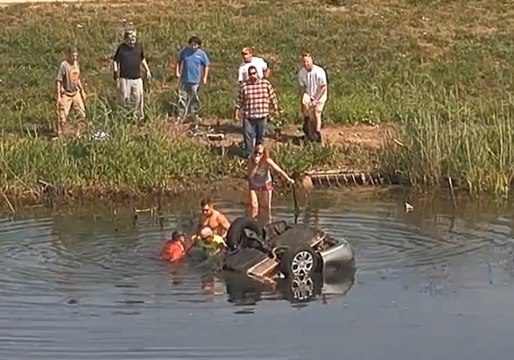 Civilians Rescue Woman After Crash Leaves Car Upside Down in Water