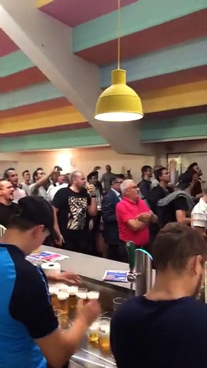 FC Dudelange fans at a public viewing of their Europa League Qualifying match vs. CFR Cluj