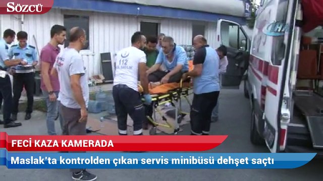 Maslak’ta kontrolden çıkan servis minibüsü dehşet saçtı: 4 yaralı