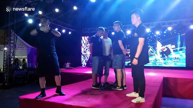 Kung fu master 'inflates tyre with nose'