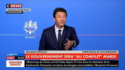 Remaniement: "Le gouvernement sera au complet mardi prochain", assure le porte-parole Benjamin Griveaux