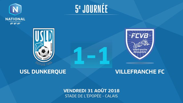 J5: USL Dunkerque- Villefranche FC (1-1), le résumé