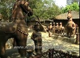 Idols of horse and elephant at National Crafts Museum in New Delhi
