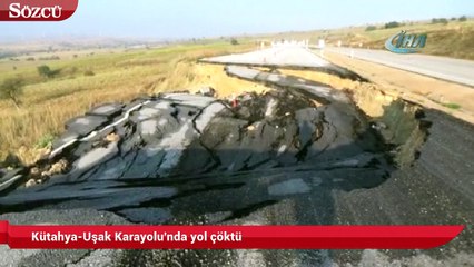 Kütahya-Uşak Karayolu'nda yol çöktü