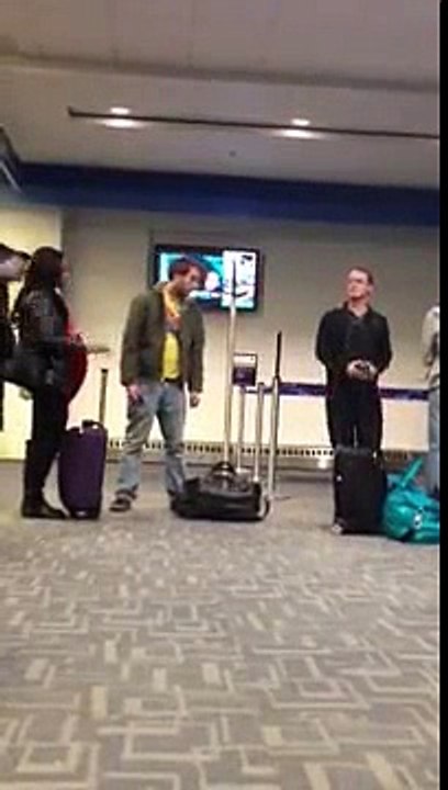 Guy in the airport too drunk to stand