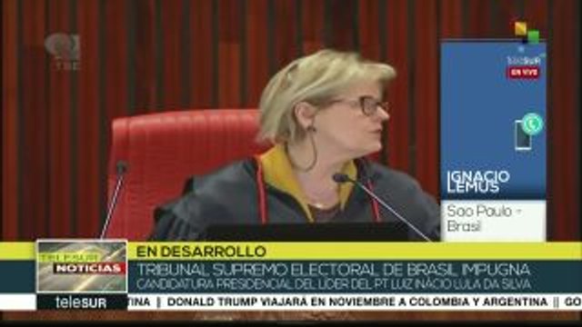 teleSUR Noticias: TSE de Brasil impugna candidatura de Lula