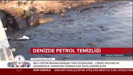 Denizde petrol temizliği çalışması