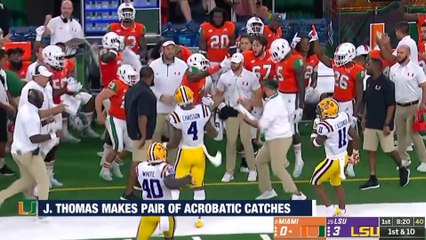 Miami WR Jeff Thomas Hauls In Pair of Acrobatic Catches vs. LSU