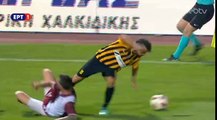 Radomir Milosavljević horror foul on Bruno Gama (no card) - Aris vs AEL Larissa - 02.09.2018