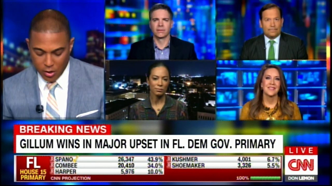 Panel discussing Gillum wins in major upset in Florida Dem Gov. Primary. @MariaTCardona #Breaking #News @angela_rye #Florida #Democrats #MariaCardona #AngelaRye