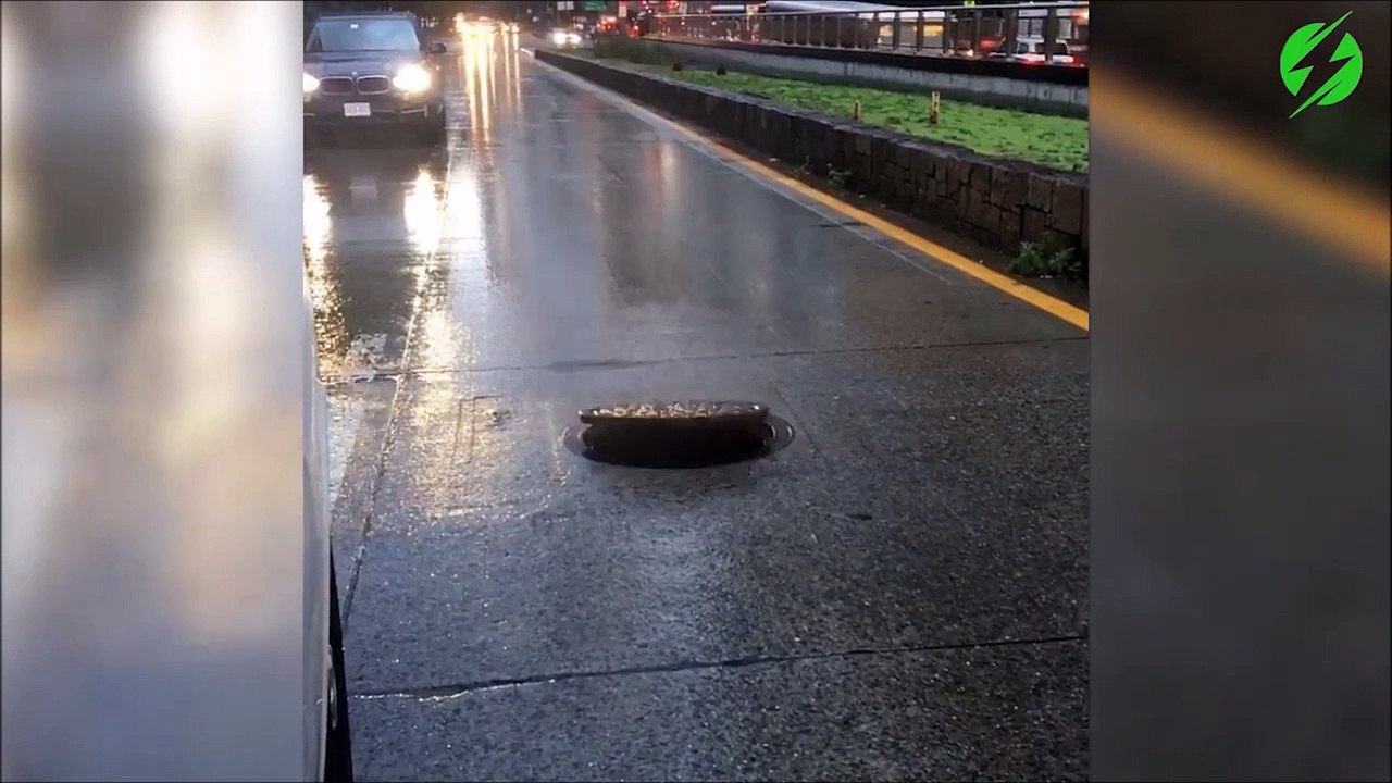 Quand la tempête joue avec les plaques d'égout!